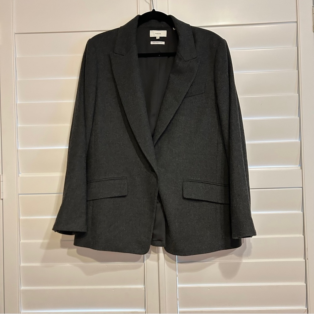 Vince Single Button Classic Blazer Dark Grey Size 10